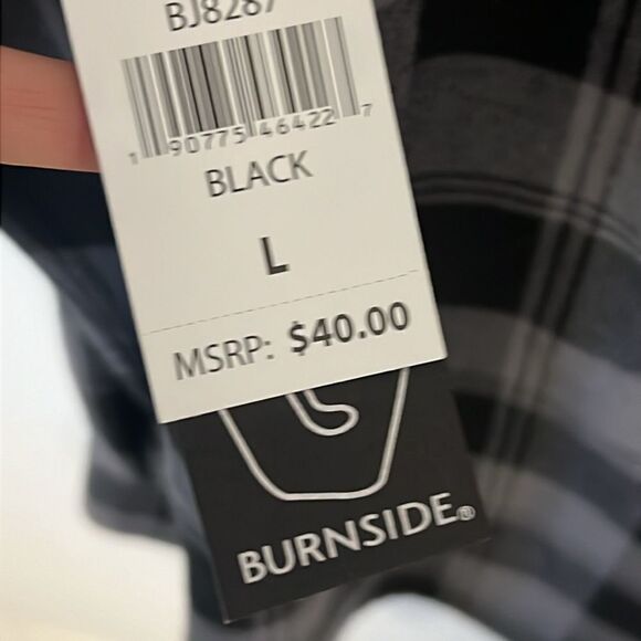 Burnside Black and Gray Plaid Men's Flannel Shirt Size L - Picture 6 of 6